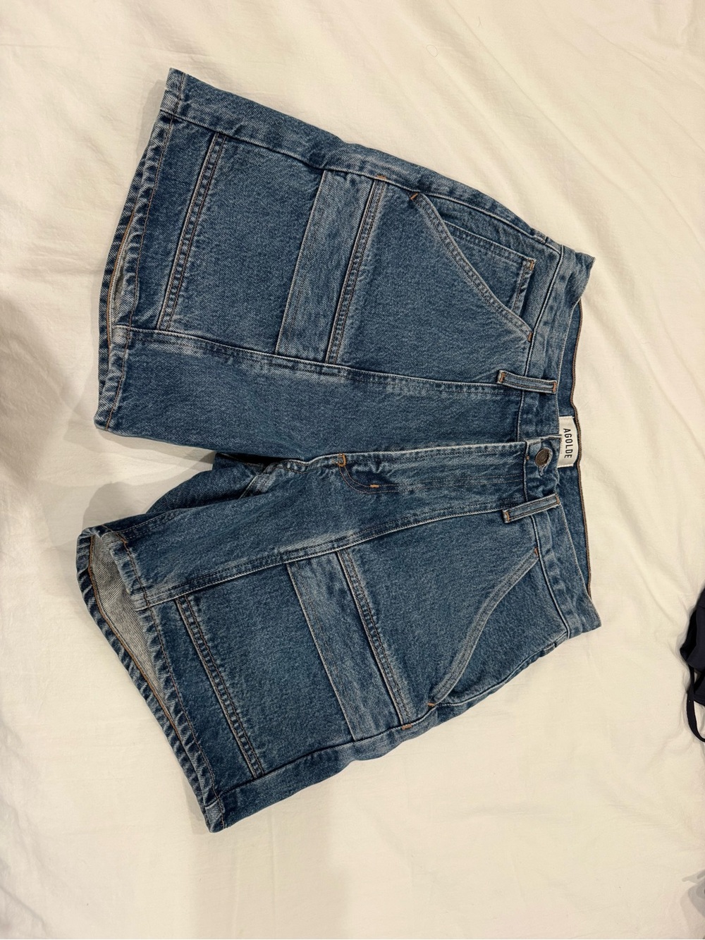 Agolde Blue Denim Carpenter Shorts